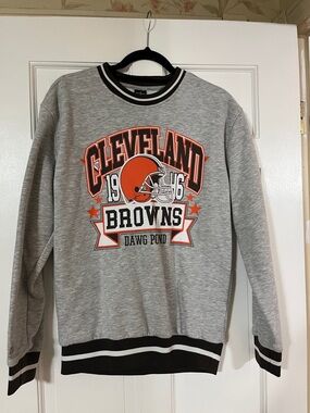 Cleveland Browns Grey Crewneck Sweatshirt with Orange Logo
